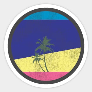 Retro Palm Tree and Beach Sticker